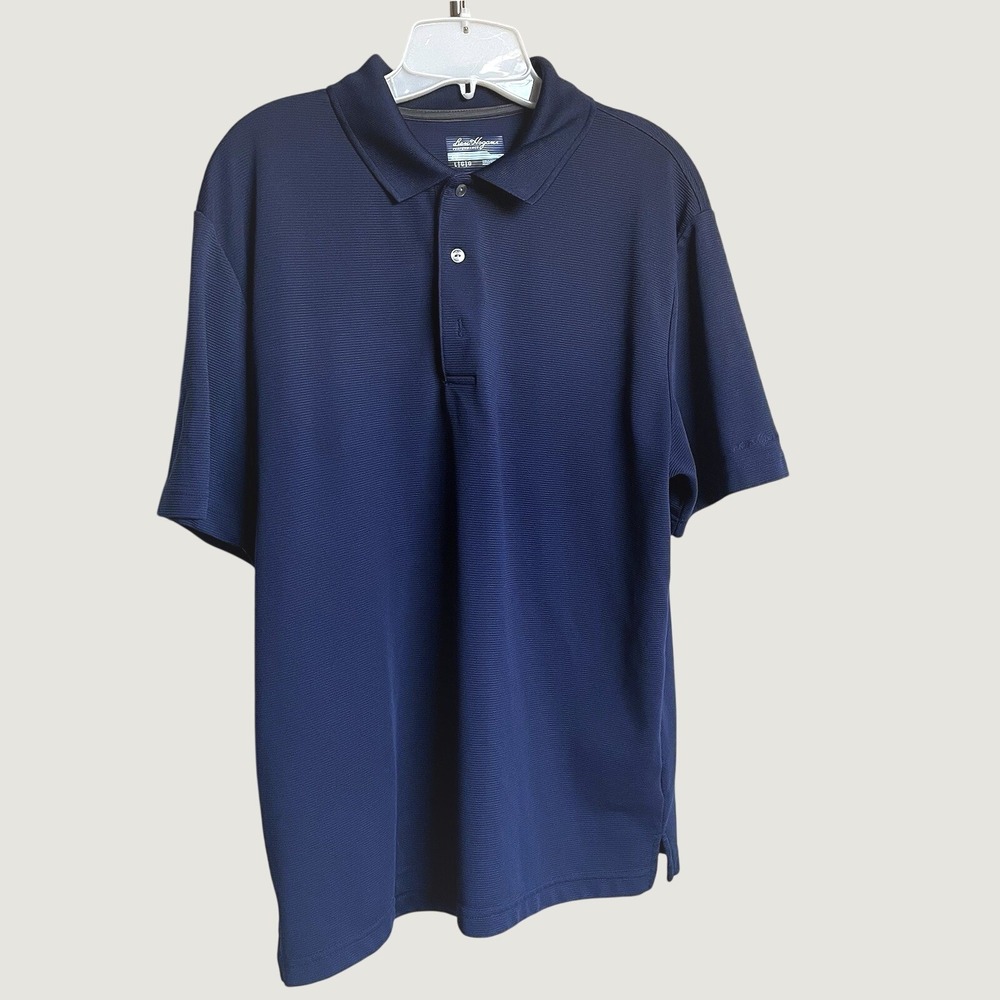 Ben Hogan Performance Mens Navy Blue Textured Golf Polo Shirt Athletic Sports L